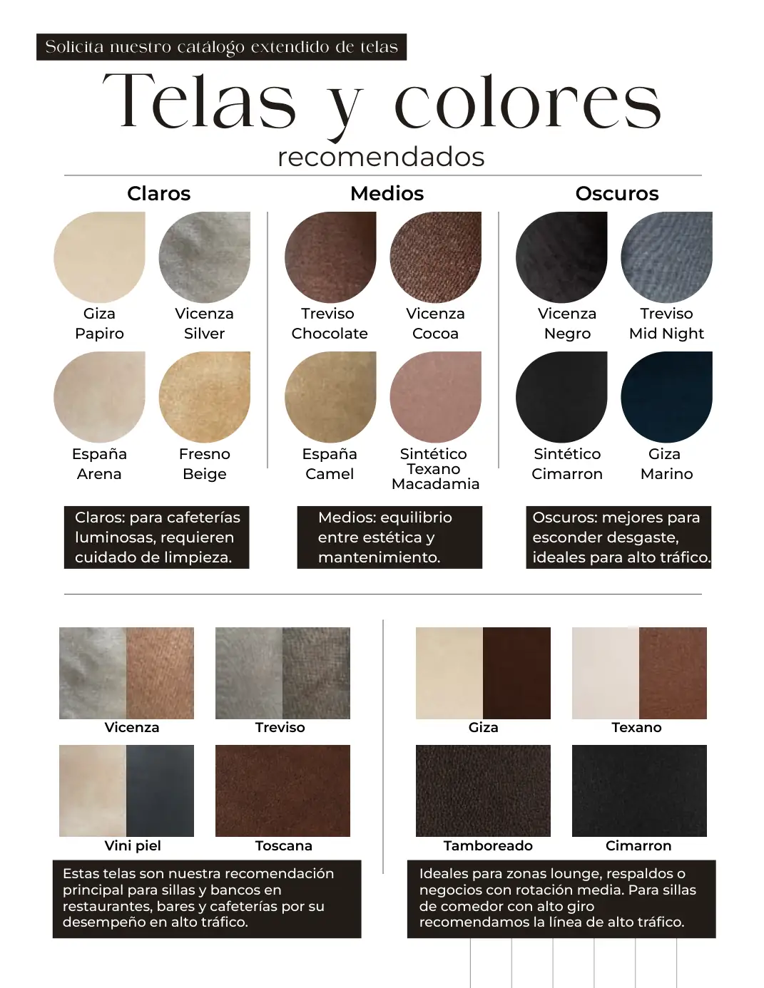 Telas y colores recomendados Juliette